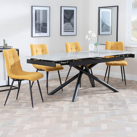 Beverly Grey Ceramic Extending Dining Set - Bolzano Fabric Dining Chair