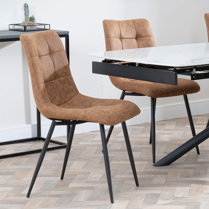 Beverly White Ceramic Extending Dining Set - Bolzano Fabric Dining Chair