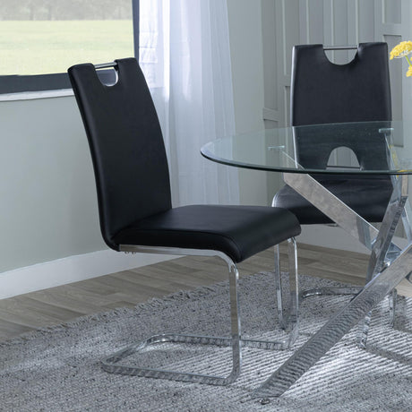 Bianco Black Faux Leather Dining Chair and Chrome Cantilever Base-3
