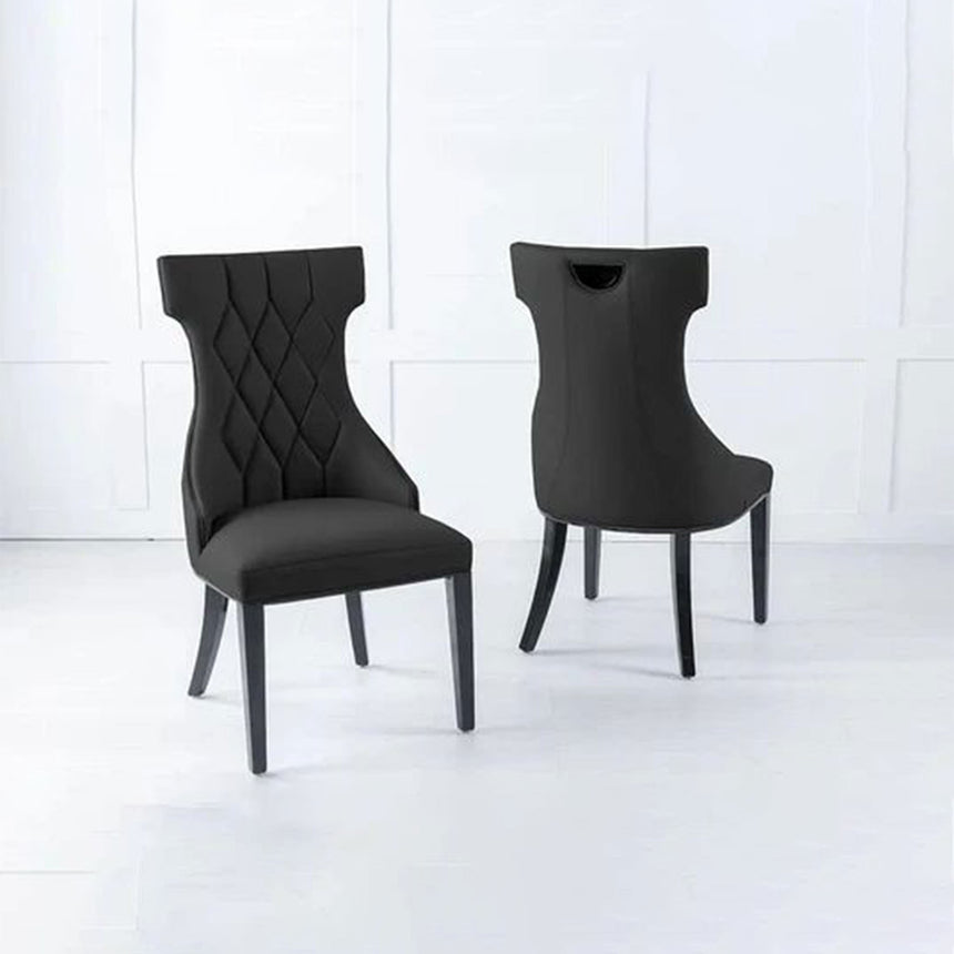 Parish Leather Large High Back Dining Chair with Black Legs