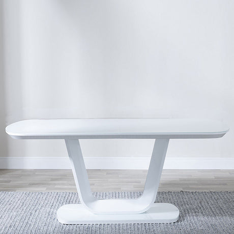 Bloomsbury 6 Seater White Glass Dining Table with V Base - 180cm