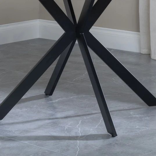 Bologna 4 Seater Round Dining Table with Black Spider Legs