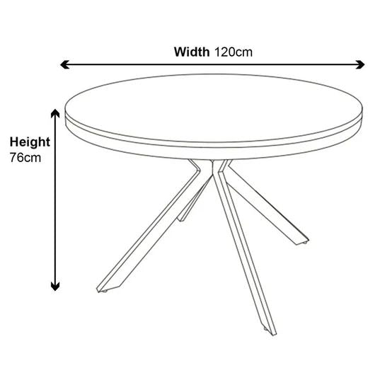 Bologna 4 Seater Round Dining Table with Black Spider Legs
