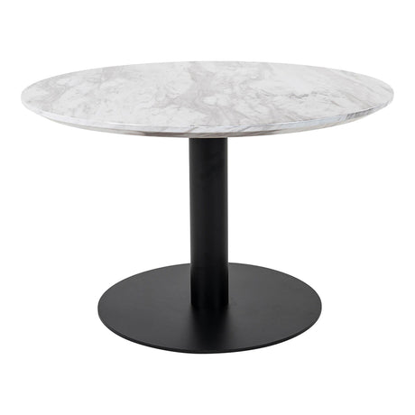 Bolzano Coffee Table - Round - White Marble Effect - Black Base