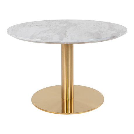 Bolzano Coffee Table - Round - White Marble Effect - Gold Base