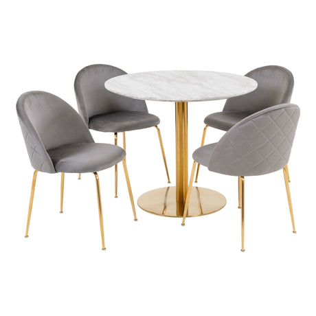 Bolzano White Marble 4 Seater Round Dining Set