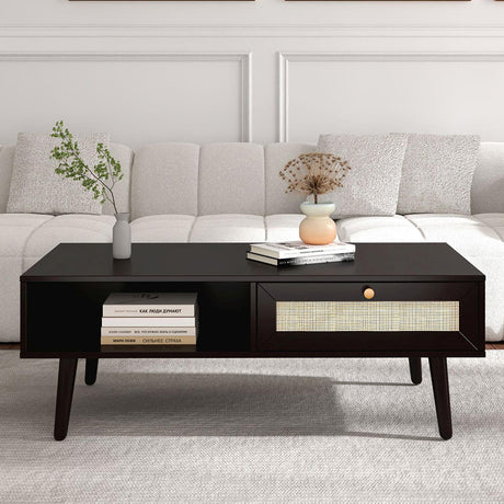 Brittany Woven Rattan 1 Drawer Coffee Table