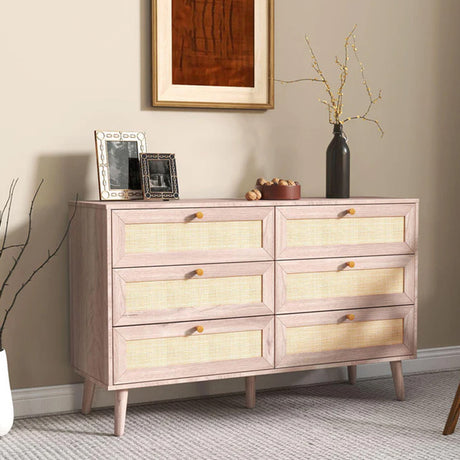 Brittany Woven Rattan 6 Drawer Wide Chest