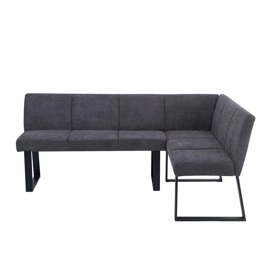 Bronx Corner Dining Bench - Dark Grey Fabric - RHF