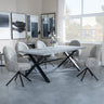 Bologna Grey Concrete Effect Dining Set with Cross Legs - Altavista Grey Fabric Swivel Dining Chair