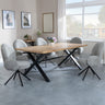 Bologna Industrial Oak Effect Dining Set with Cross Legs - Altavista Grey Fabric Swivel Dining Chair
