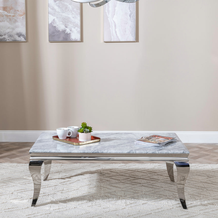Milan Grey Marble and Chrome Coffee Table