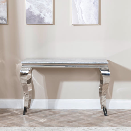 Milan Grey Marble and Chrome Console Table