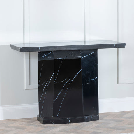 Toronto White Marble Console Table with Pedestal Base