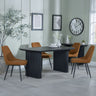 Emilia Fluted Black Dining Set - Rovereto Cream Fabric Dining Chair