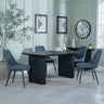 Emilia Fluted Black Dining Set - Rovereto Cream Fabric Dining Chair