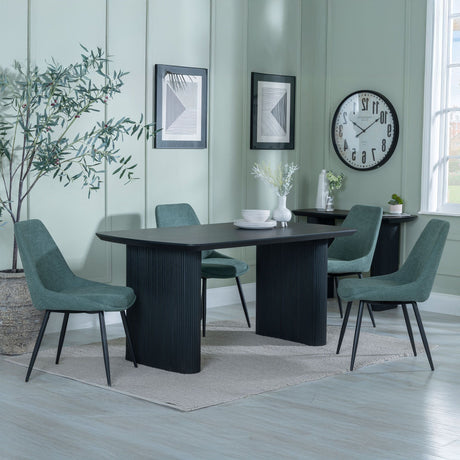 Charlton Fluted Black Dining Set - Rovereto Fabric Dining Chair