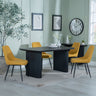Emilia Fluted Black Dining Set - Rovereto Cream Fabric Dining Chair