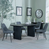 Emilia Fluted Black Dining Set - Rovereto Cream Fabric Dining Chair