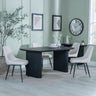 Emilia Fluted Black Dining Set - Rovereto Cream Fabric Dining Chair