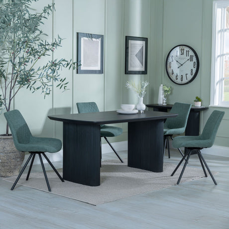 Charlton Fluted Black Dining Set - Messina Fabric Swivel Dining Chair