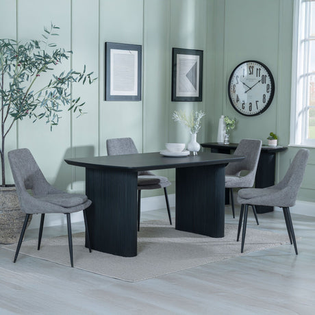 Charlton Fluted Black Dining Set - Stansbury Fabric Dining Chair