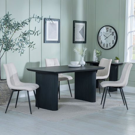 Charlton Fluted Black Dining Set - Bolzano Fabric Dining Chair