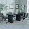 Emilia Fluted Black Dining Set - Tuscany Brown Leather Swivel Dining Chair