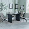 Emilia Fluted Black Dining Set - Tuscany Brown Leather Swivel Dining Chair