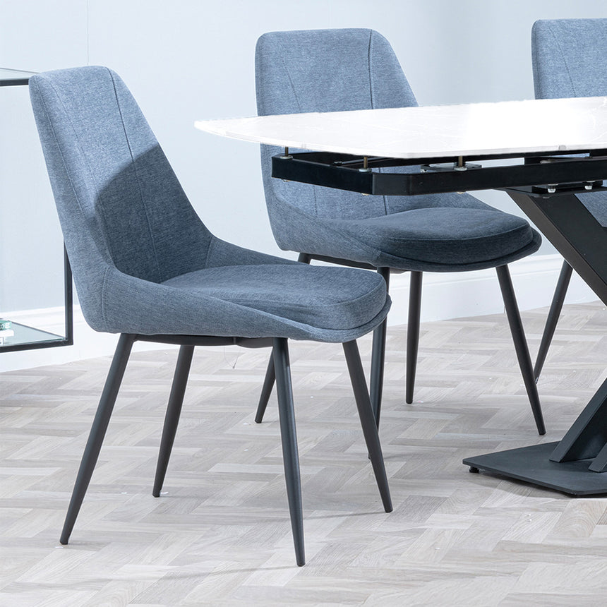 Alice White Ceramic Extending Dining Set - Rovereto Fabric Dining Chair