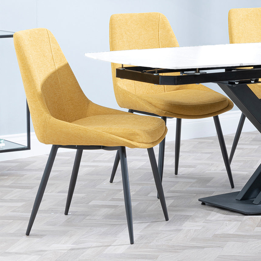 Alice White Ceramic Extending Dining Set - Rovereto Fabric Dining Chair