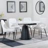Madison White Ceramic 4 Seater Round Extending Dining Set - Stansbury Fabric Dining Chair