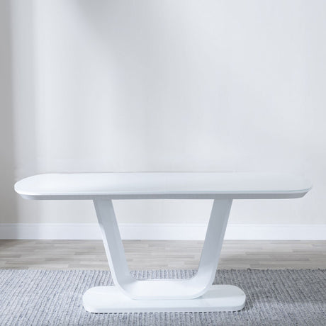 Caserta White Gloss 6 Seater Dining Table with Glass Top