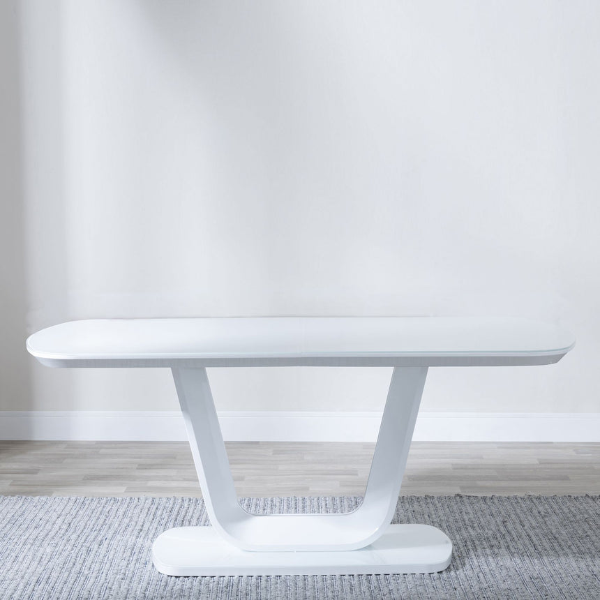 Caserta White Gloss 6 Seater Dining Table with Glass Top