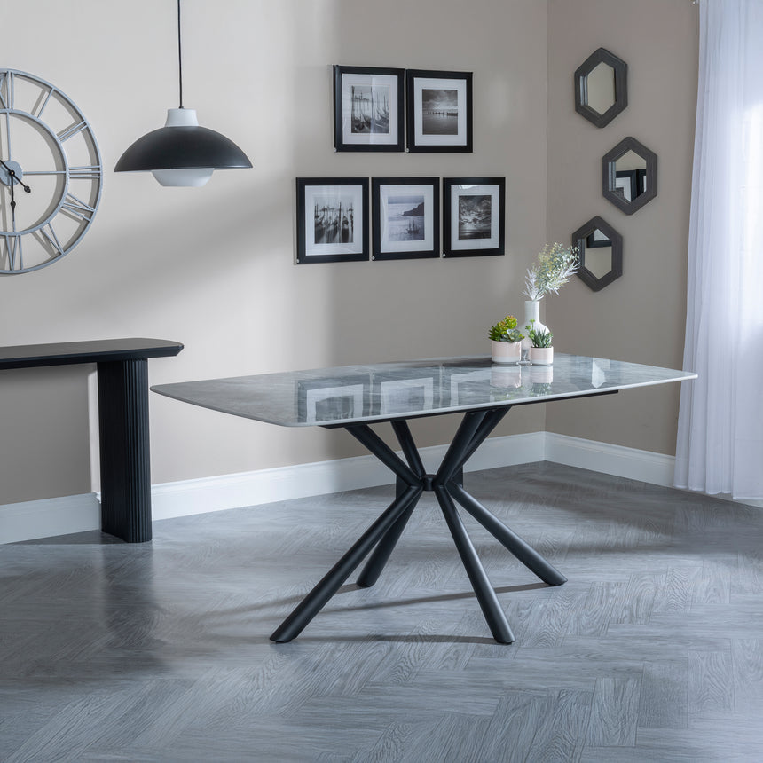 Suttons 160cm Grey Ceramic Dining Table