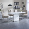 Canbury White Gloss Dining Set - Marsala Faux Leather Dining Chair