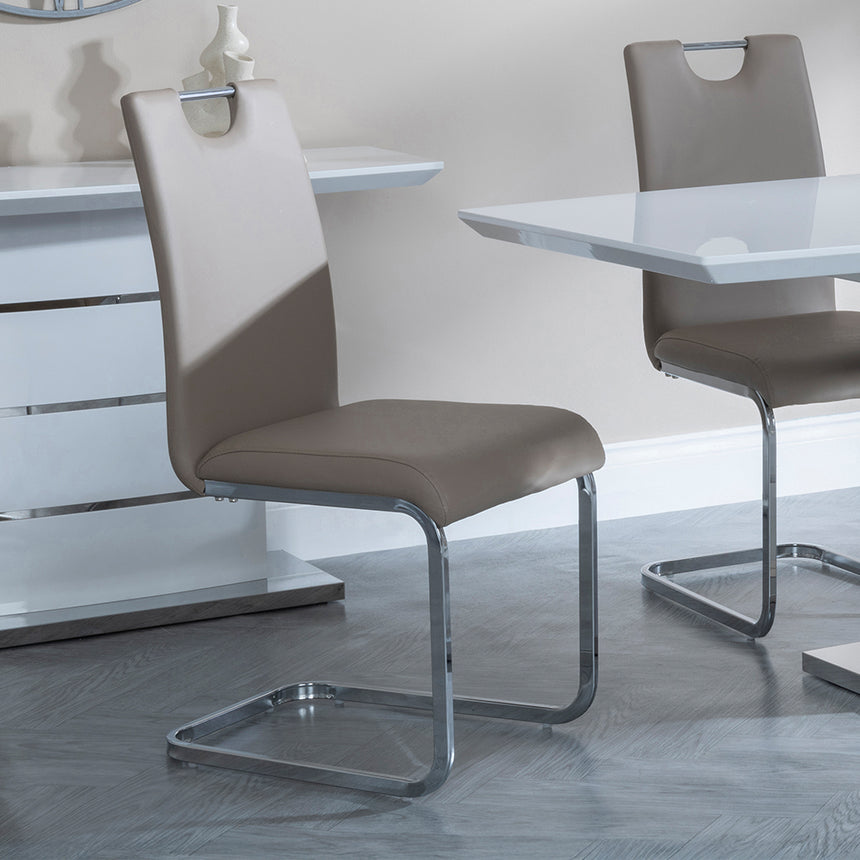Canbury White Gloss Dining Set - Marsala Faux Leather Dining Chair