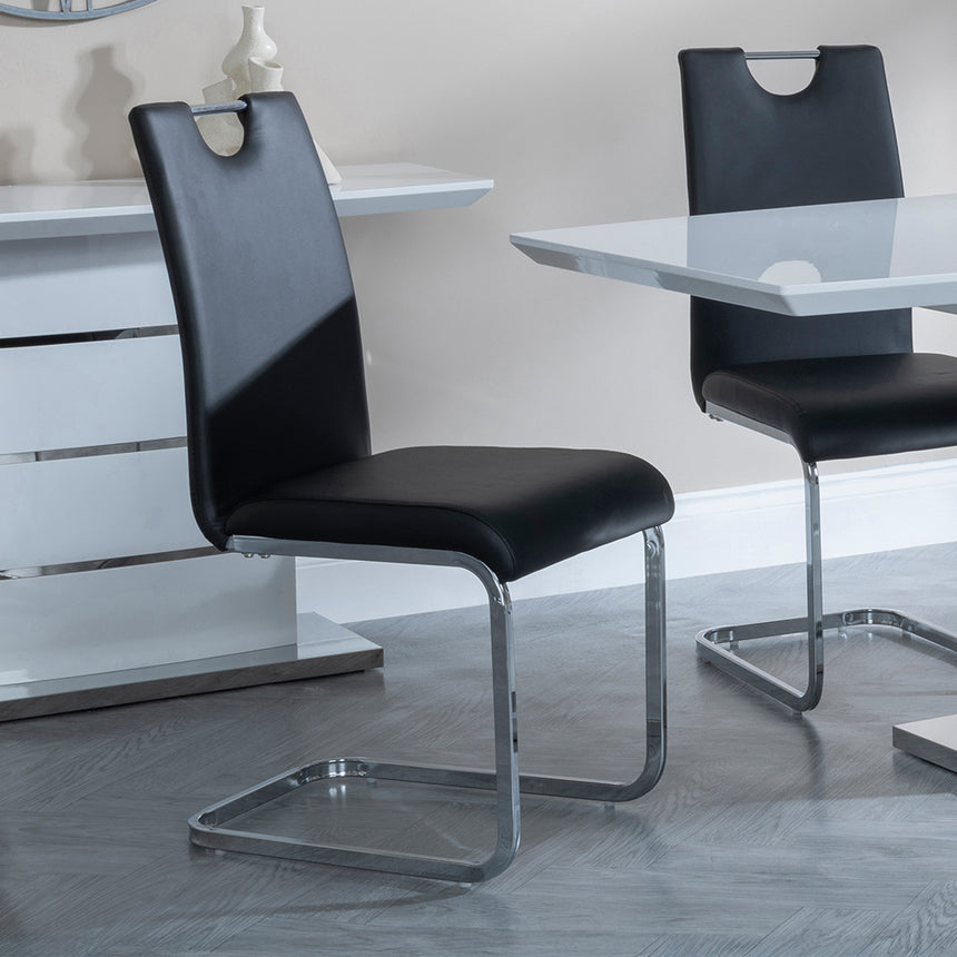 Canbury White Gloss Dining Set - Marsala Faux Leather Dining Chair