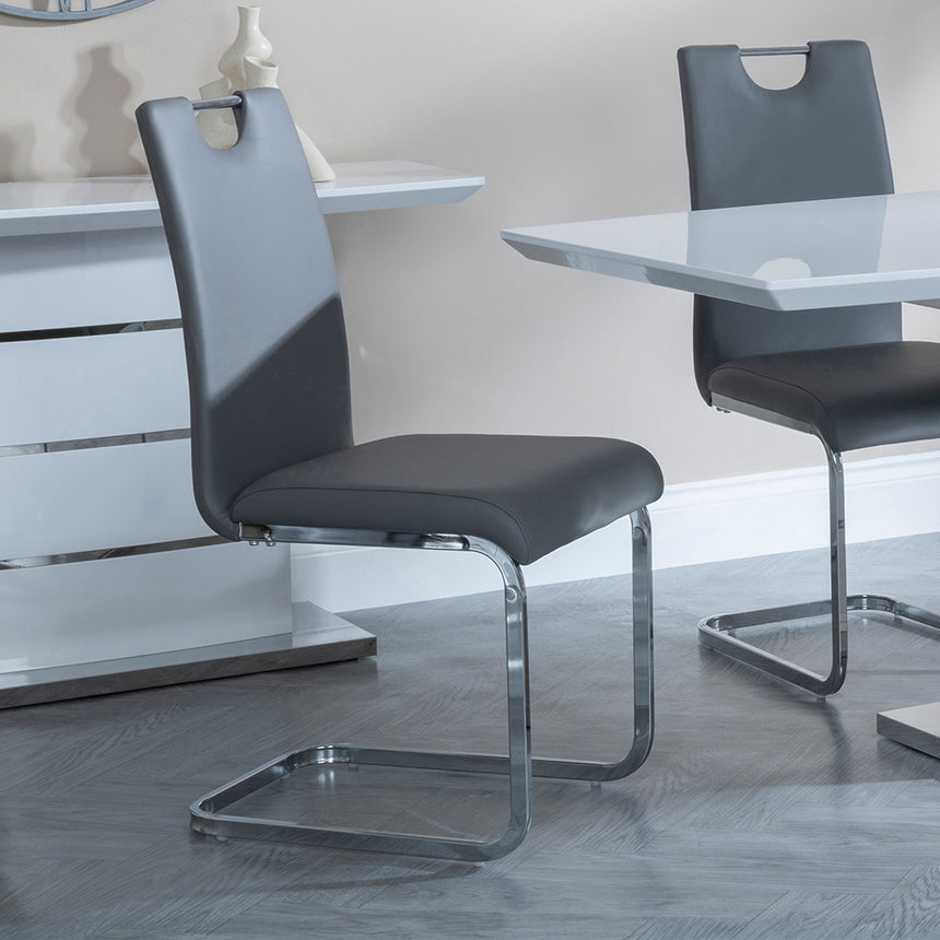 Canbury White Gloss Dining Set - Marsala Faux Leather Dining Chair