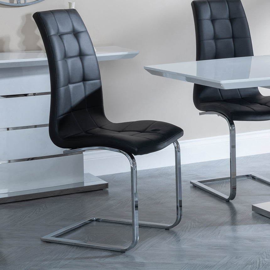 Canbury White Gloss Dining Set - Padua Faux Leather Dining Chair