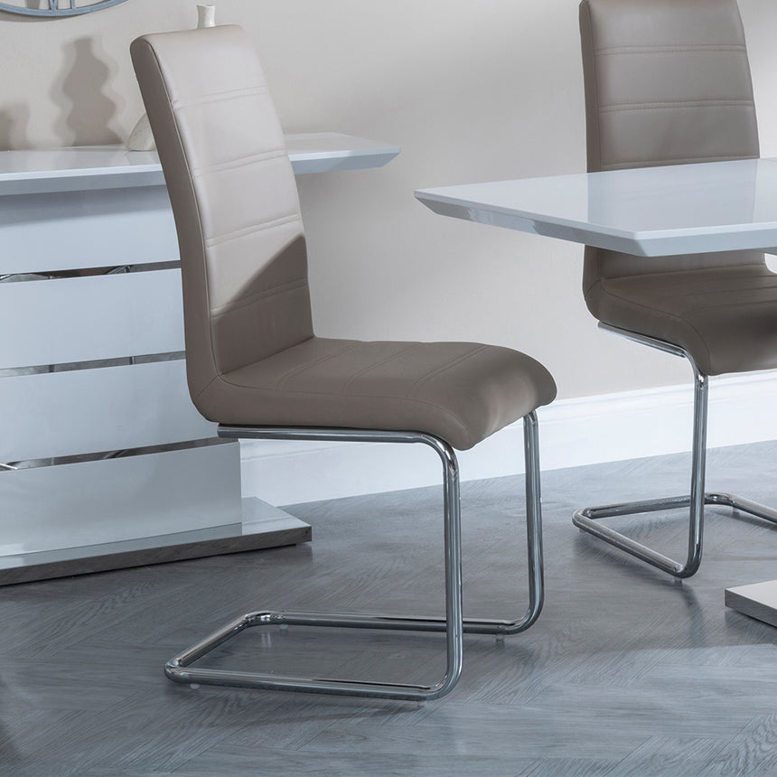 Canbury White Gloss Dining Set - Romi Faux Leather Dining Chair