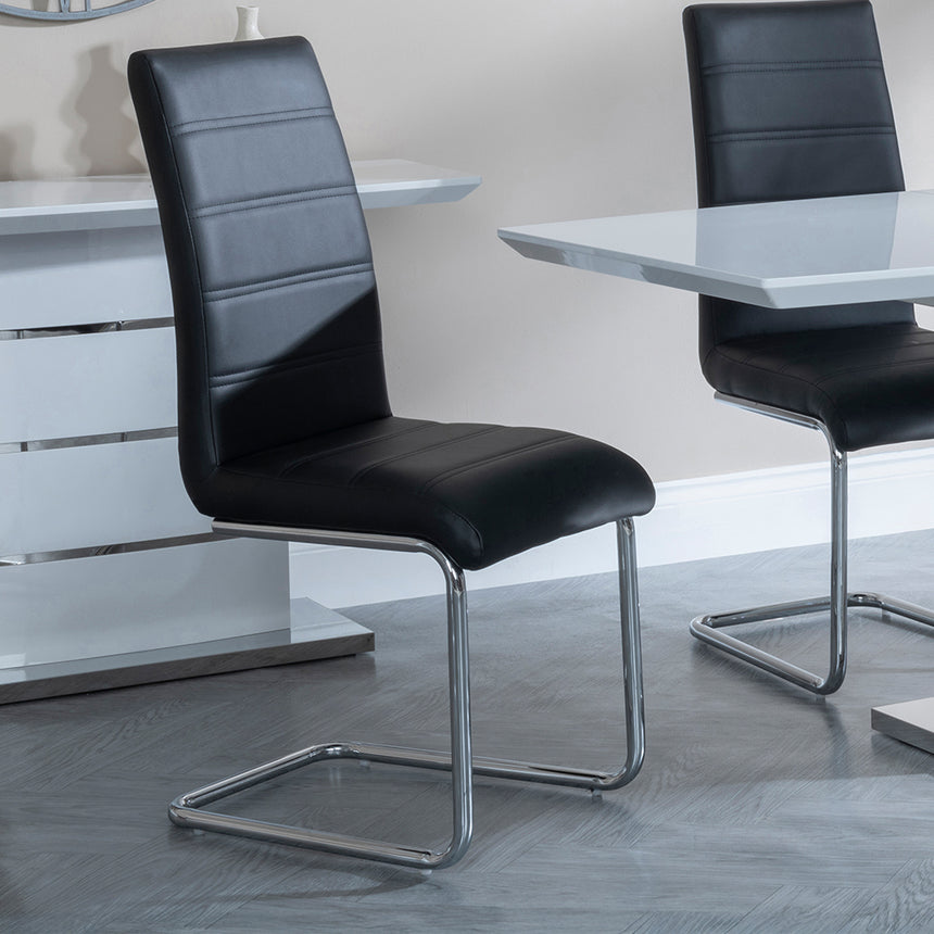 Canbury White Gloss Dining Set - Romi Faux Leather Dining Chair