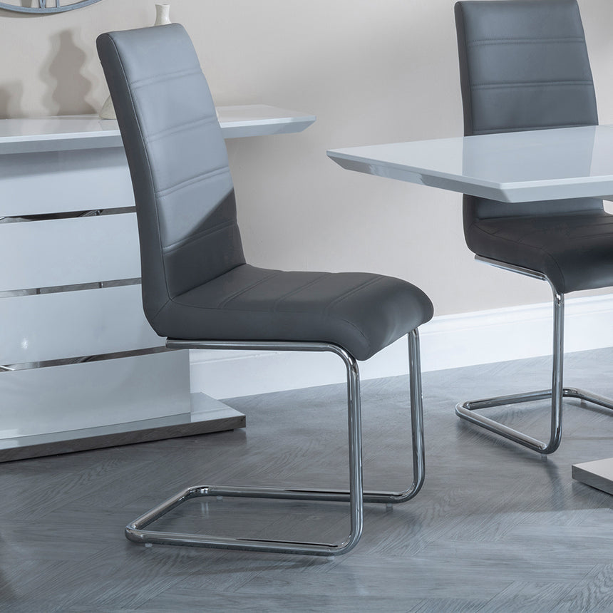 Canbury White Gloss Dining Set - Romi Faux Leather Dining Chair