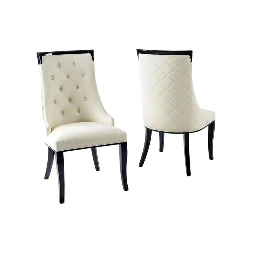 Set of 2 Modica Leather Large High Back Dining Chair with Black Legs