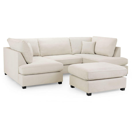 Blake Classic Beige Fabric U Shape Corner Sofa Suite