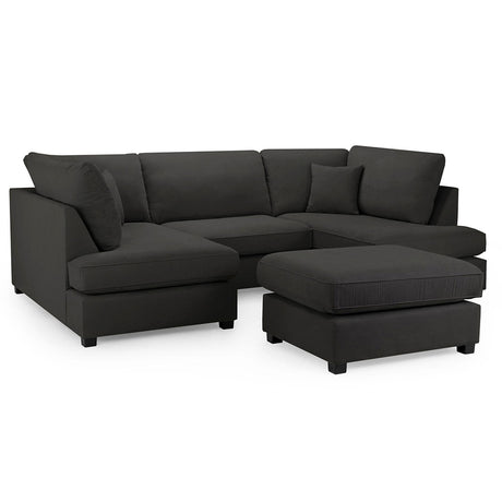 Blake Classic Black Fabric U Shape Corner Sofa Suite