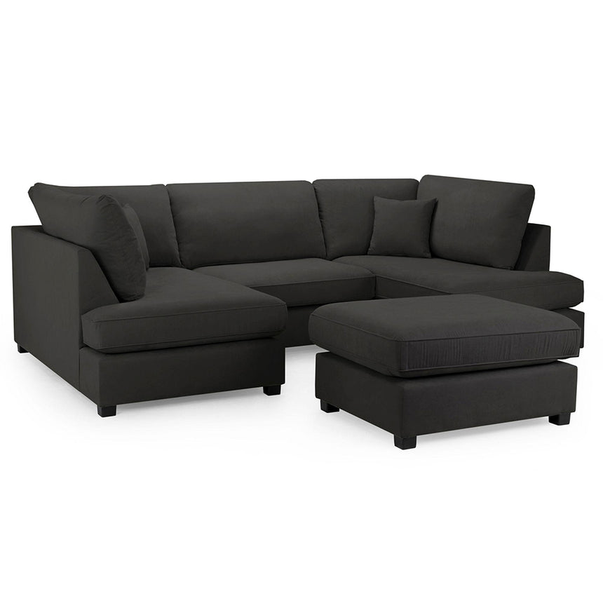 Carnaby Classic Black Fabric U Shape Corner Sofa Suite