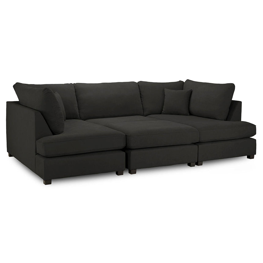 Carnaby Classic Black Fabric U Shape Corner Sofa Suite