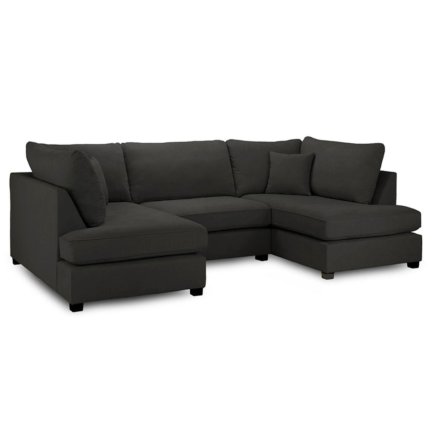 Carnaby Classic Black Fabric U Shape Corner Sofa Suite