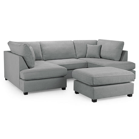Blake Classic Grey Fabric U Shape Corner Sofa Suite